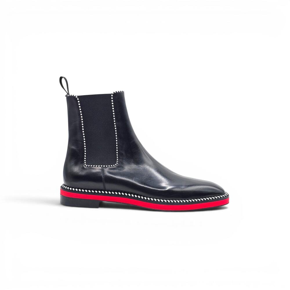 Christian Louboutin Men Leather Chelsea Boots Black EU 42 US 9 - Right Shoe